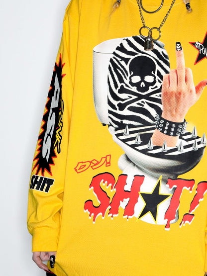 Hipster Middle Finger SHIT T-Shirt【s0000010266】