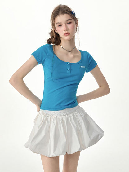 Blues Sweetheart U Neck Short T Shirt【s0000017258】