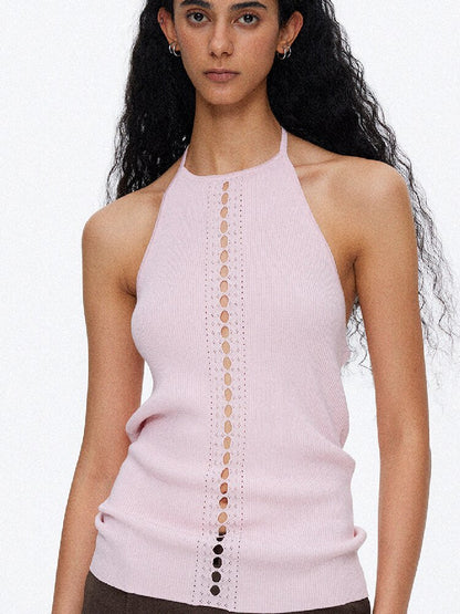 Lyocell Lace Up Halterneck Knit【s0000015929】