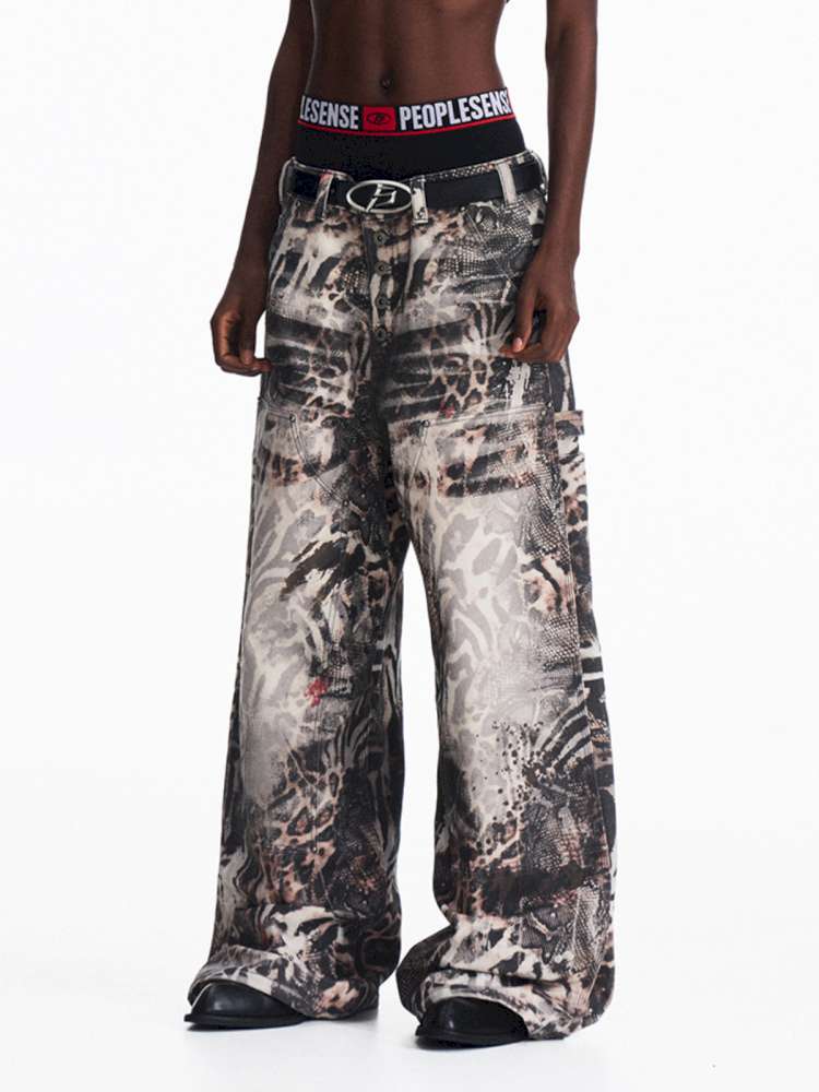 Ombre Zebra Print Rebuilt Jeans【s0000015182】
