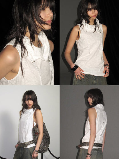 Drawstring Texture Sleeveless Vest【s0000016244】