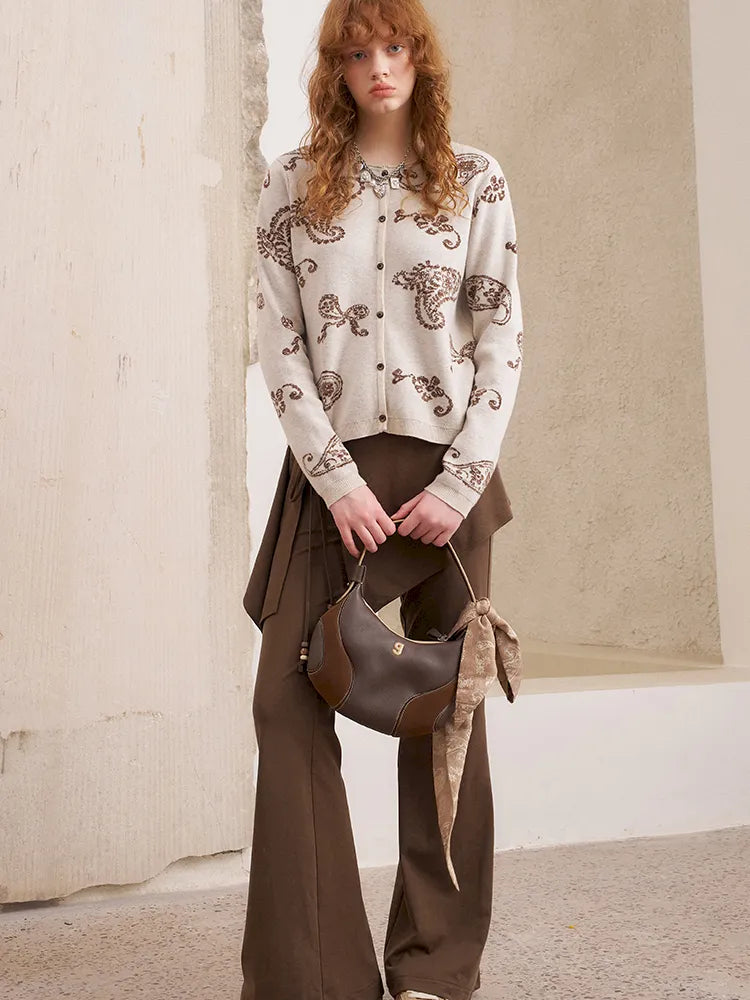 Jacquard Lightweight Long-Sleeve Soft-Fit Knit Cardigan【s0000014064】