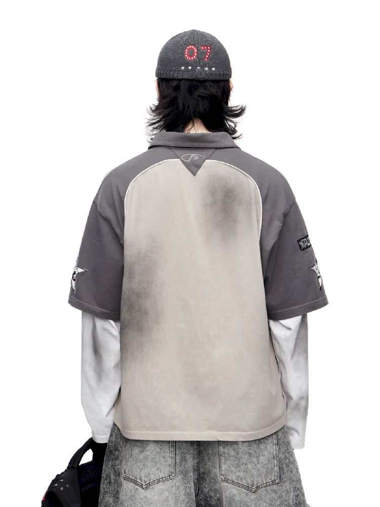 Fake Two Piece Spliced Long Sleeve T-Shirt【s0000011691】