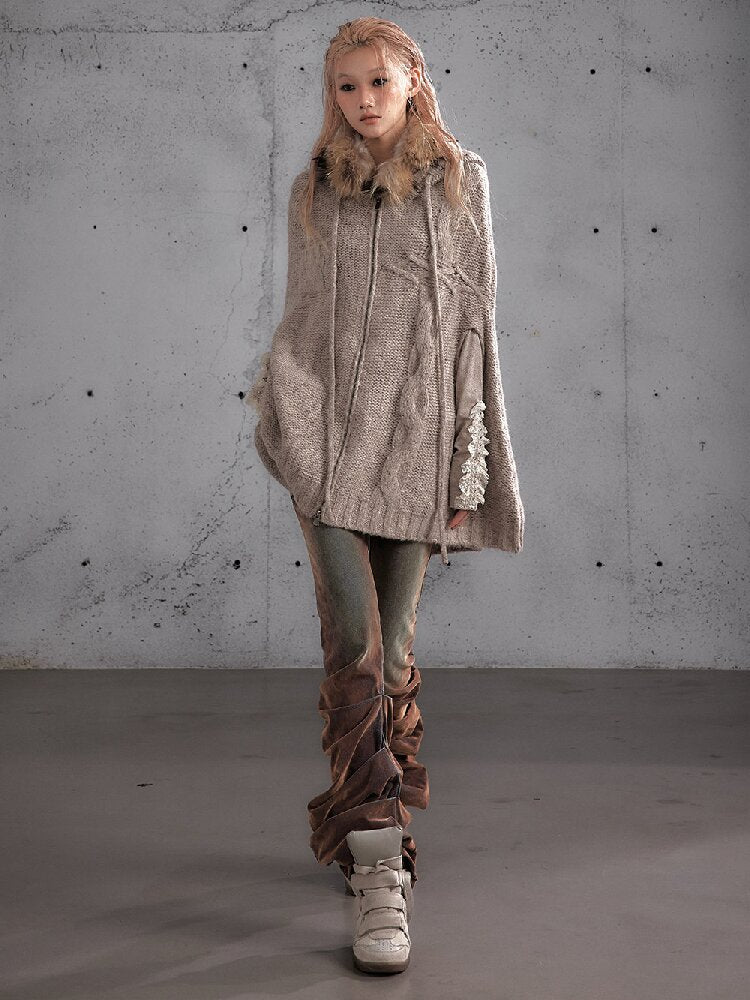 Twisted Knit Wool Cape Jacket【s0000019160】