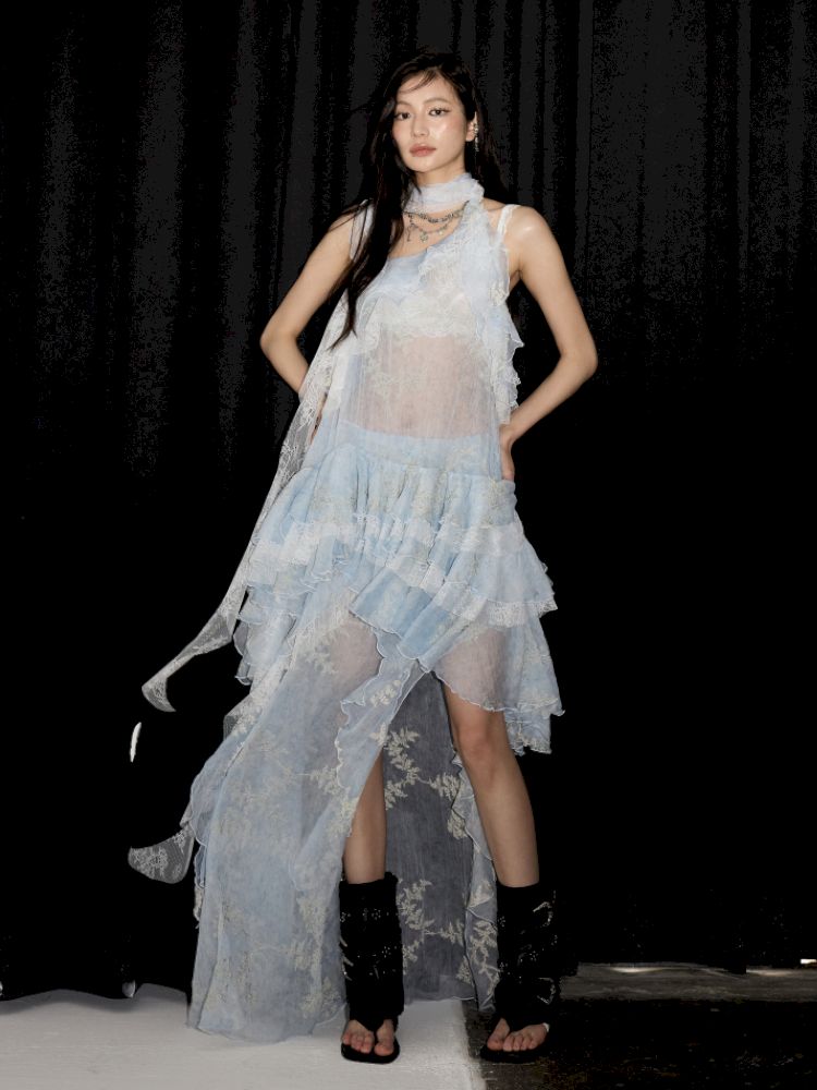 Embroidery Two Piece Neck Vest Dress【s0000013213】