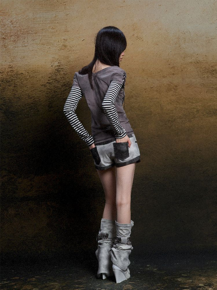 토템 크로스 인쇄 긴 슬리브 티셔츠 [S0000011819]