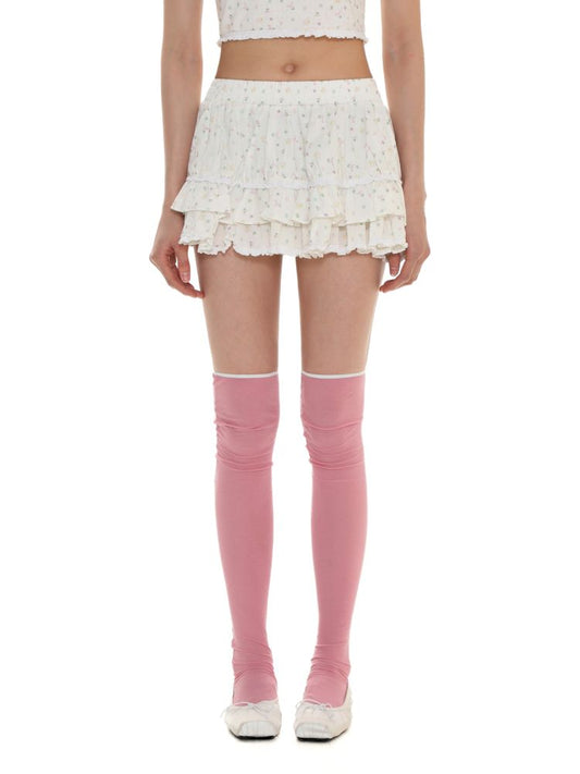 Floral lace double layer cake skirt【s0000008653】