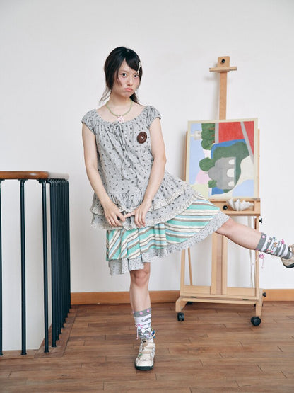 Patchwork Print Polo T-Shirt Top【s0000018716】
