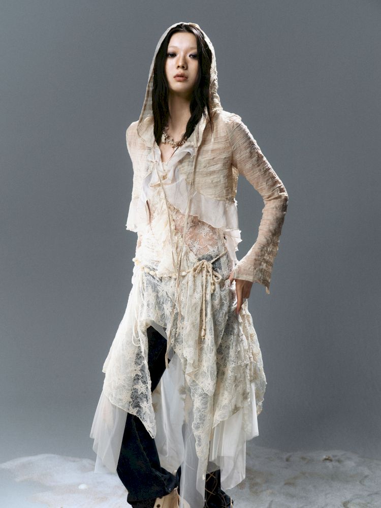 Ruffle Chiffon Cardigan【s0000012624】