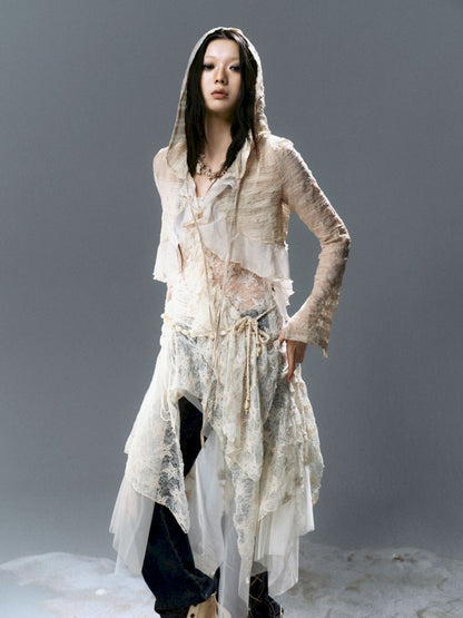 Ruffle Chiffon Cardigan【s0000012624】