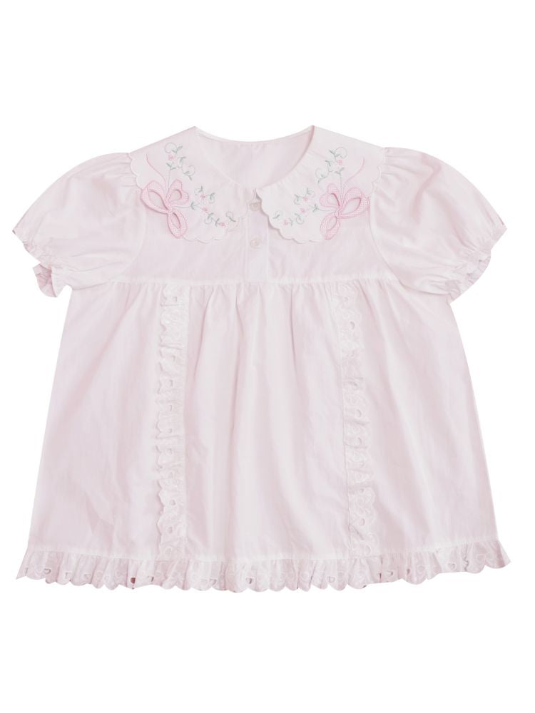 Doll collar puff sleeve lace shirt【s0000012852】