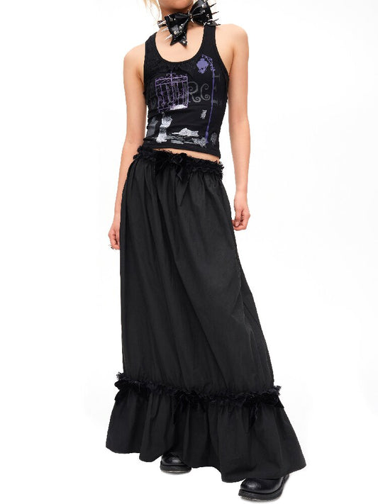 Velvet Bow Pleated Maxi Skirt【s0000016499】