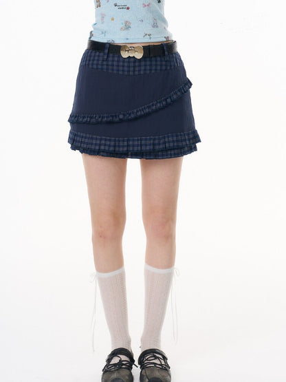 Plaid Pleated Hem Slimming Skirt【s0000016608】