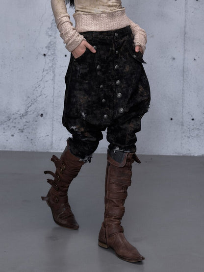 Washed Ripped Denim Harem Pants【s0000015549】