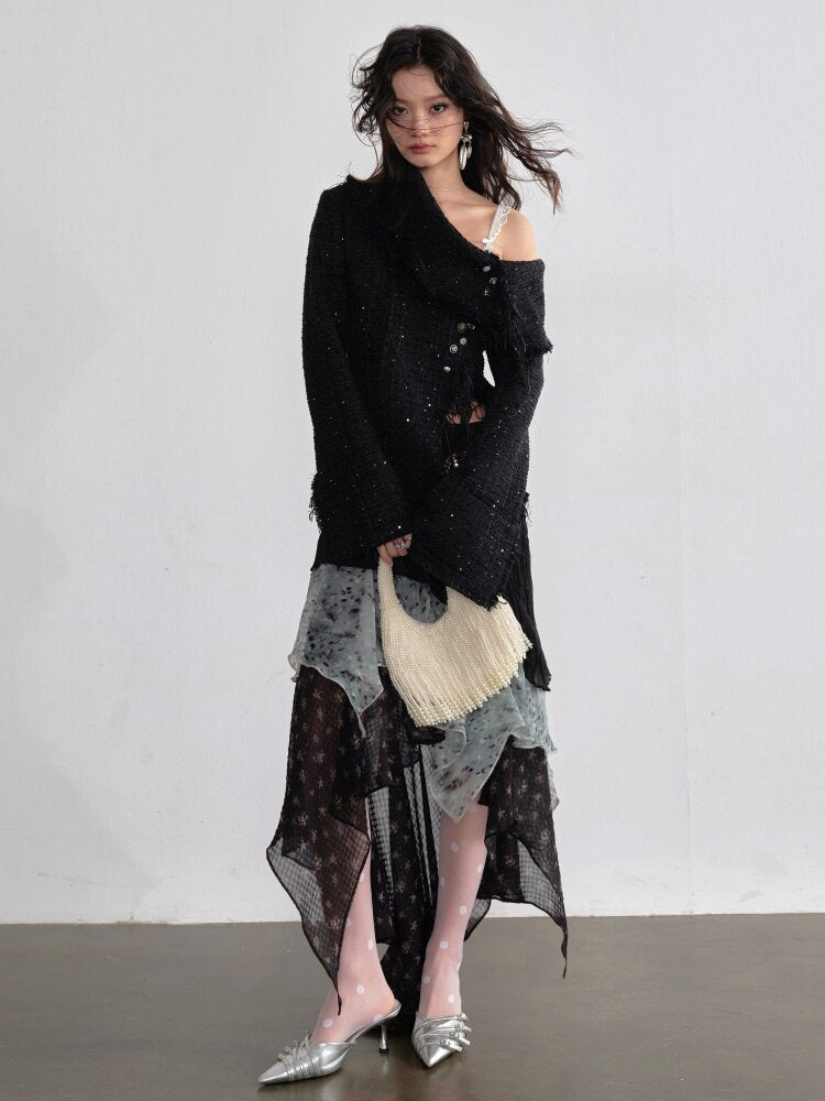 Leopard Print Splicing Chiffon Skirt【s0000015697】