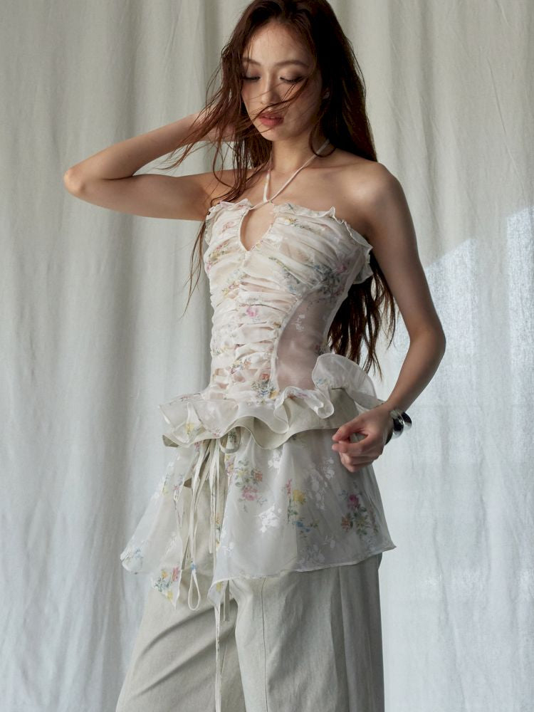 Floral Peplum Tank Sleeveless Top【s0000013222】