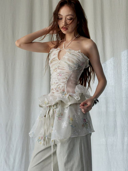 Floral Peplum Tank Sleeveless Top【s0000013222】