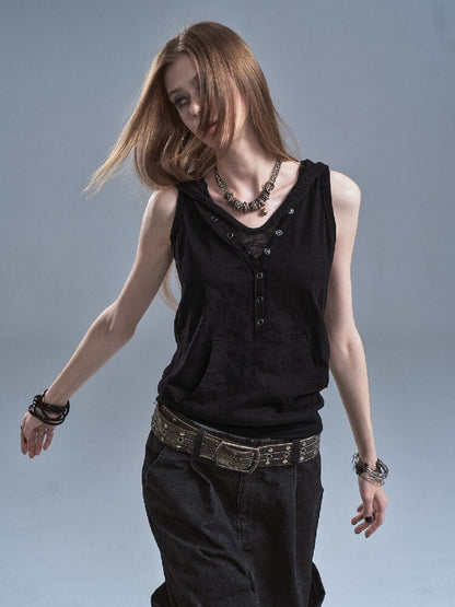 Fake Two Piece Hooded Panel Vest【s0000016903】