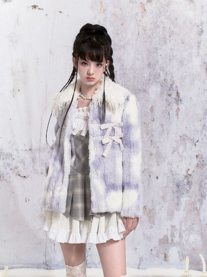 Tie-Dye Patchwork Rabbit Fur Coat【s0000005306】