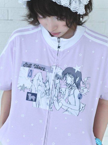 Angel Illustration Purple Cardigan【s0000016543】