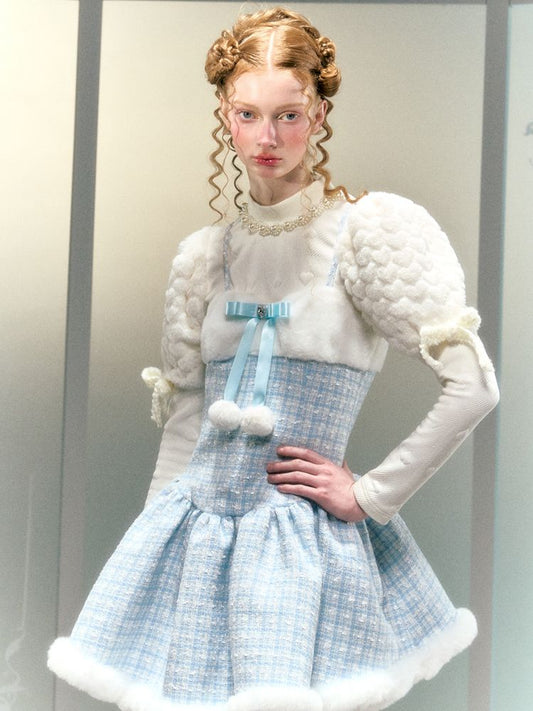 Diamond Bow Hairball Halter Dress【s0000006050】