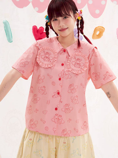Animal Angel Bunny Collar Pink Shirt【s0000013190】