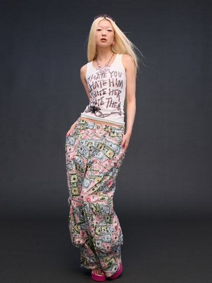 Money Print Multi Pocket Wide Pants【s0000017033】