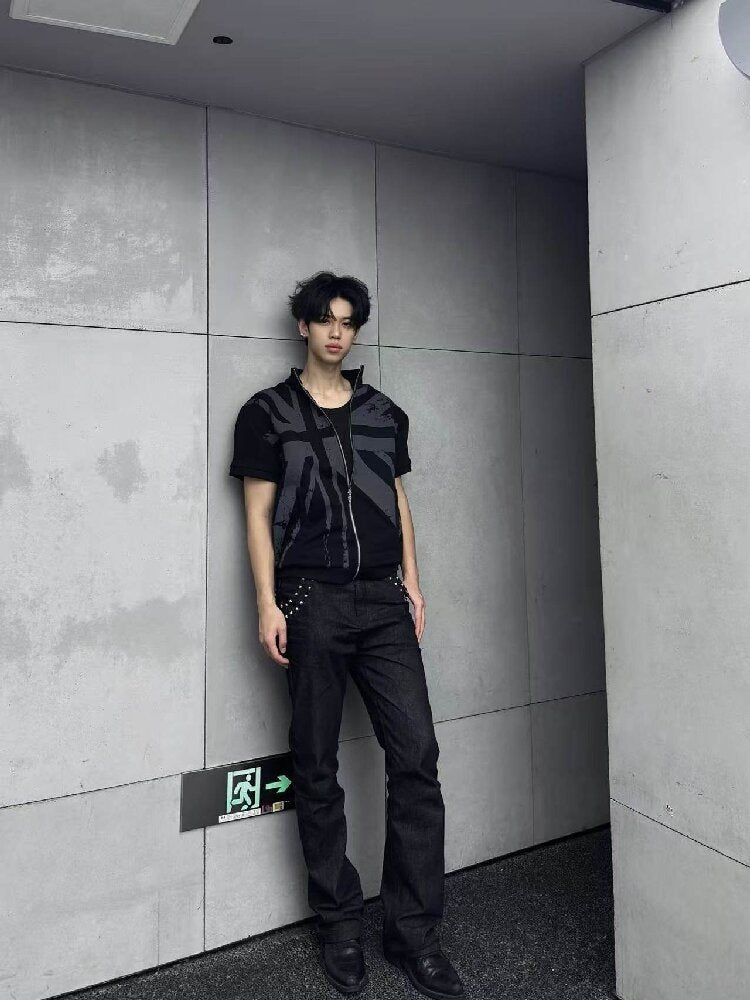 Flag Sub-Print Stand-Up Zip Tee【s0000018275】