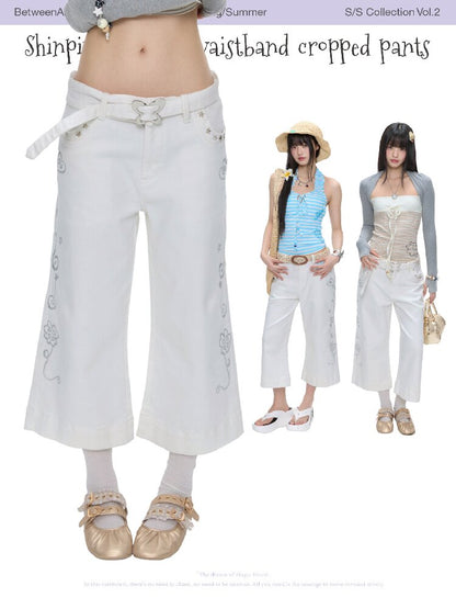 White Glitter Belt Slacks Pants【s0000016403】