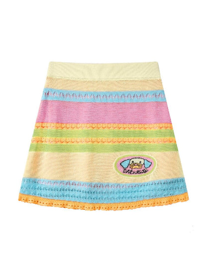 Hollow Knit Puppy Mini Skirt Set【s0000017689】