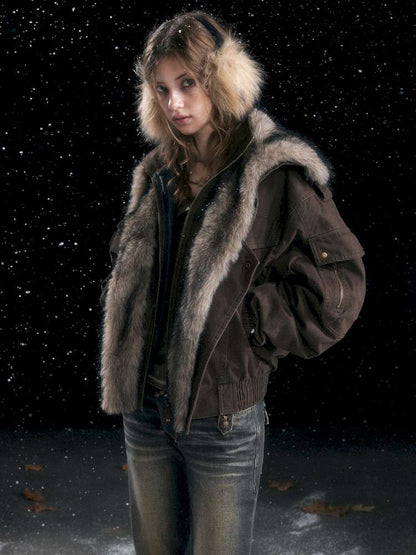 Vintage Distressed Flying Padded Jacket【s0000014673】