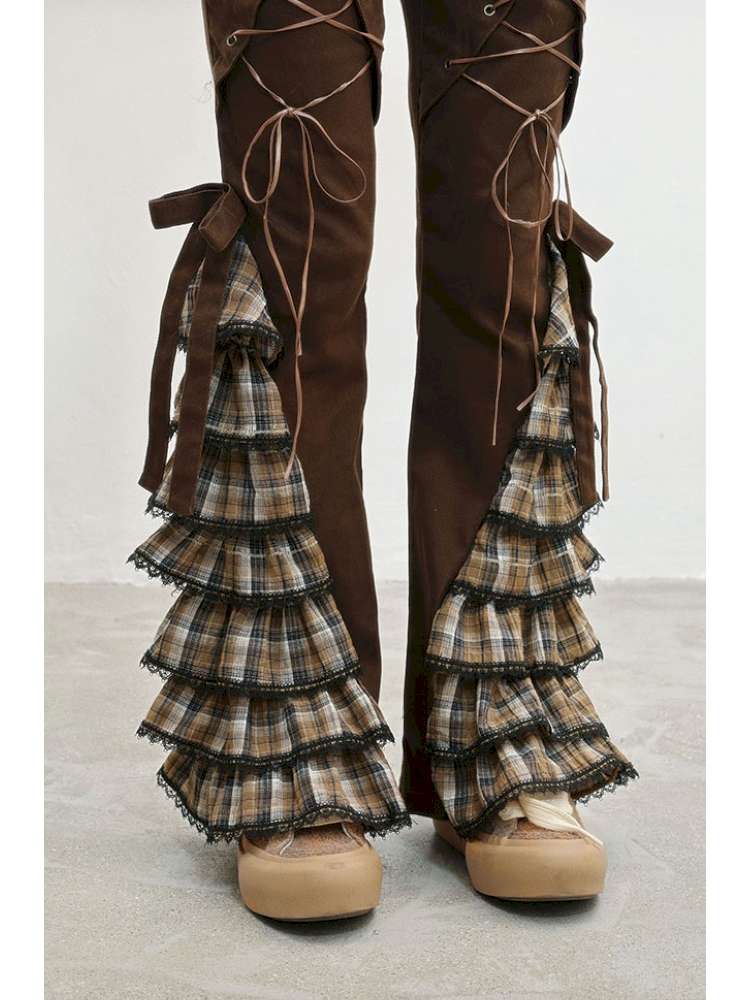 Plaid Strap Vintage Lace Slacks【s0000014832】