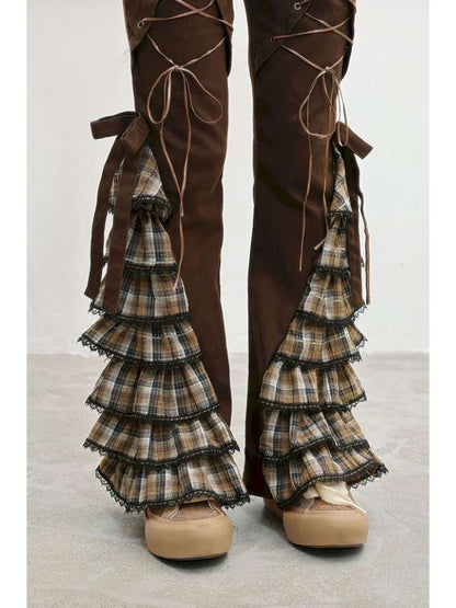 Plaid Strap Vintage Lace Slacks【s0000014832】