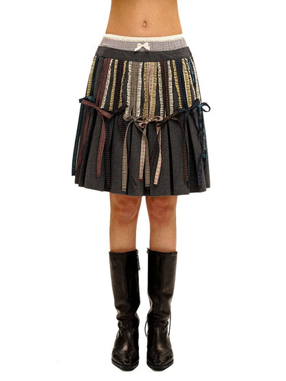 Fake Plaid Lace Pleated Skirt【s0000016088】