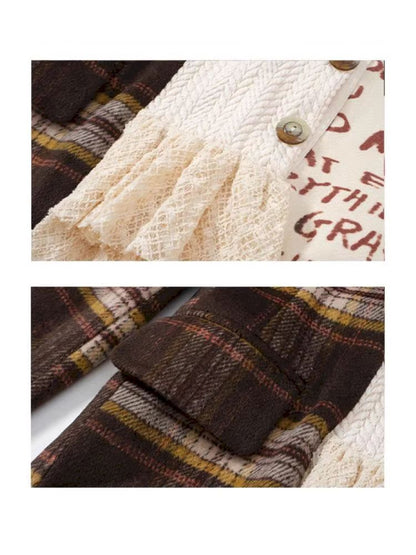 Raw Edge Splicing Lace Printed Cardigan【s0000011625】