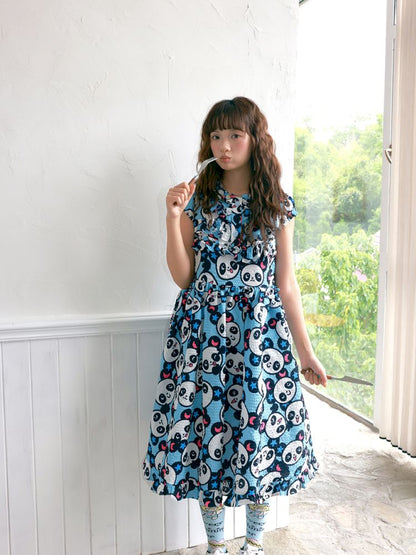 Blue panda pattern dress【s0000012757】