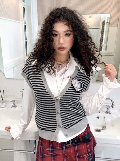 Fake Two-Piece Lace Printed Shirt【s0000017902】
