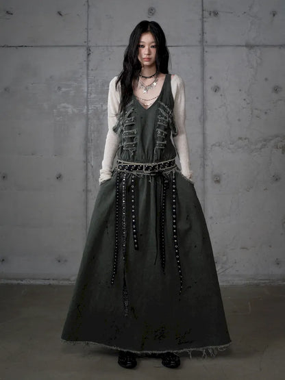 Workwear Vest-Style Maxi Dress【s0000013941】