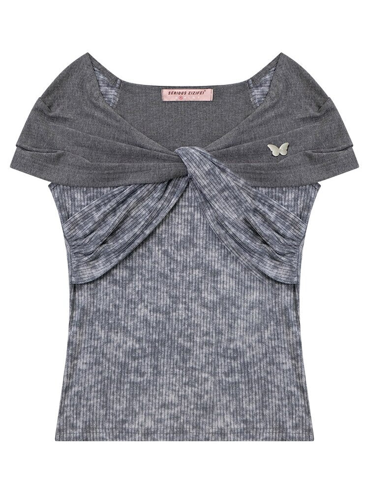 Flower Knot Butterfly Slim T-Shirt【s0000016606】