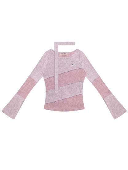 Splicing Collar Long Sleeve T-Shirt【s0000011518】