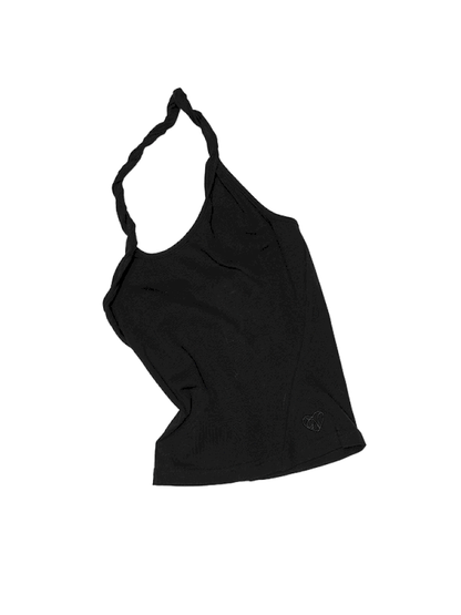 Slant U Neck Button Knot Solid Color Camisole【s0000012394】