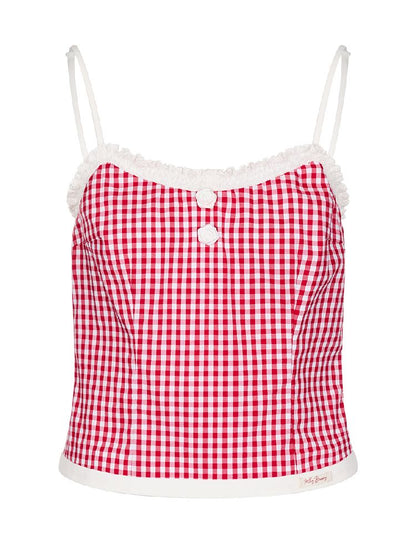 Checkered Flower Small Suspenders【s0000011990】