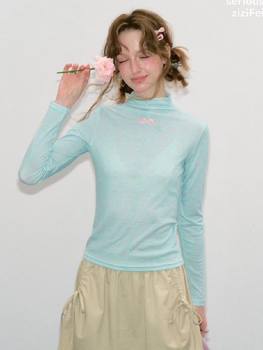 Floral Turtleneck Slim Base Shirt【s0000017875】