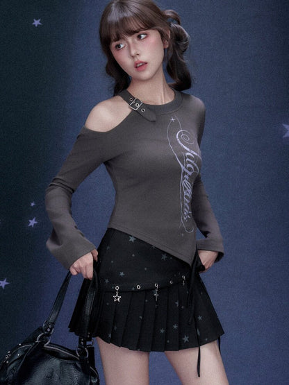Gray Printed Long Sleeve T-shirt【s0000015758】