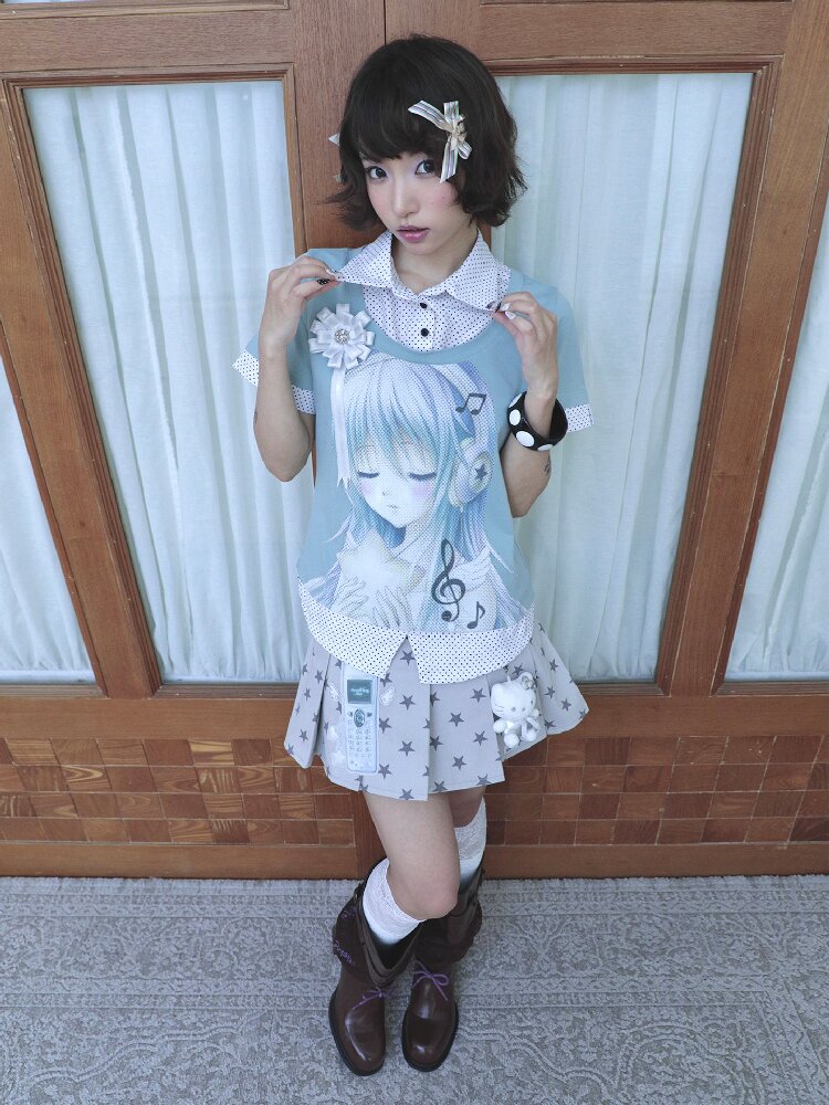 Comic Girl Fake Polka Dot Shirt【s0000016550】