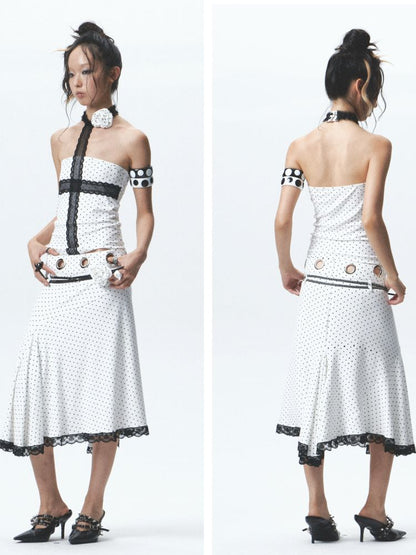 Strapless halter neck tank top and skirt【s0000012680】