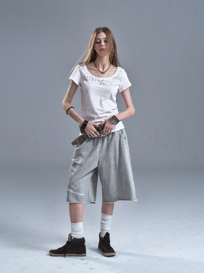 Silver Print Terry Sweatpants【s0000016632】