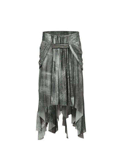 Mysterious Castle Print Mesh Skirt【s0000014716】