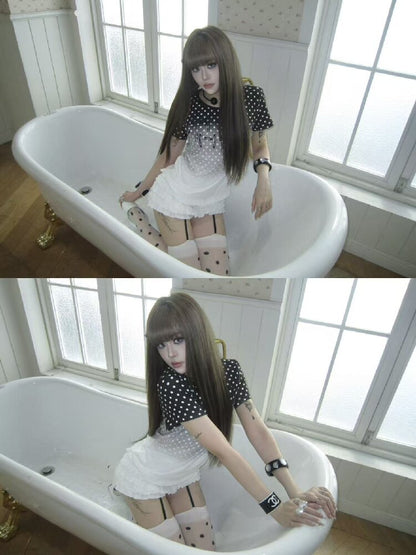 Gradient Polka Dot Slogan Slim Tee【s0000018285】