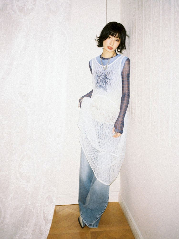 Starfish Printed Lace Hollow Out Dress【s0000012297】